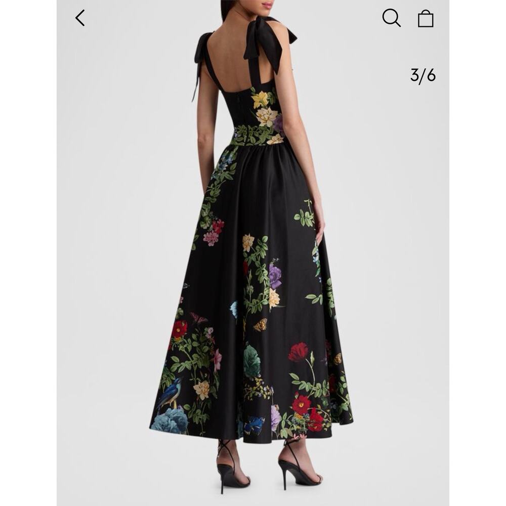 Alice + Olivia Oriana Tie Strap Drop-Waist Midi Dress Size 6 NWT - Picture 4 of 15